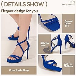 IDIFU Platform High Heels for Women Blue Strappy