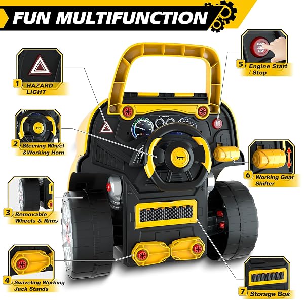 JUMLYS TOYS FOR 3, 4, 5, 6, 7, 8 YEARS OLD BOYS, LARGE TRUCK ENGINE TOYS FOR KIDS 3-5, 5-8 YEARS OLD, MECHANIC REPAIR SET WITH ELECTRIC DRILL, BIG TRUCK BUILDER KIT, IDEAL CHRISTMAS, BIRTHDAY GIFTS