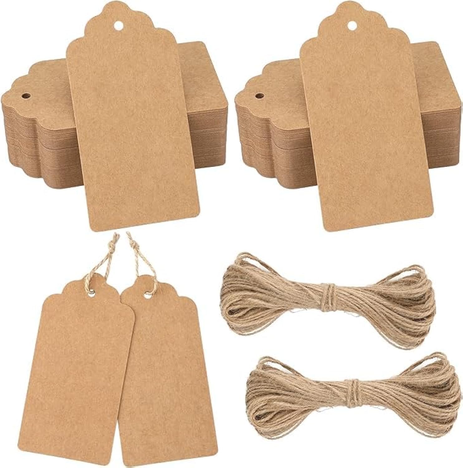 jijAcraft 200PCS Brown Gift Tags - Large Kraft Paper Tags, 10x5cm, with String for Christmas & Wedding Favours