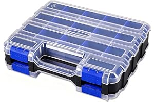 AIDY-PRO Small Parts Storage Case Tools Box Organizer Double Side 34 Compartments Hardware Organizers with Removable Plastic Dividers for Screws Nuts Nails Bolts