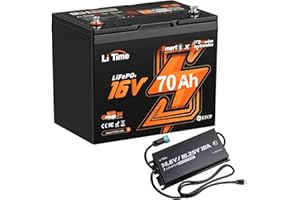 Litime Pro Power Lithium Fish Finder Battery 16V 70Ah with Charger - LiFePO4 with Bluetooth 5.0 | Powers Livescope, ActiveTarget, Mega Live | Compatible with Garmin, Lowrance, Humminbird and More