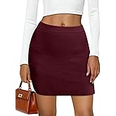 Cicy Bell Womens Casual Mini Skirt High Waisted Knit Bodycon Basic A-line Skirts