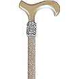 OrthoGlam Sparkling Champagne Lightweight Crystal Rhinestone Bedazzled Fashion Cane - Fashionable Rhinestone Bling Wooden Walking Stick for Balance Assistance