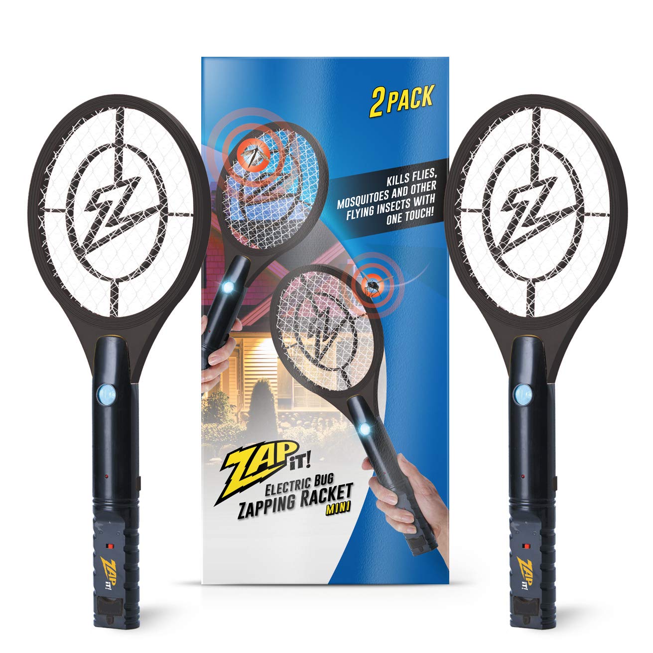 Photo 1 of ZAP IT! Bug Zapper Rechargeable Bug Zapper Racket, 4,000 Volt, USB Charging Cable, 2 Pack