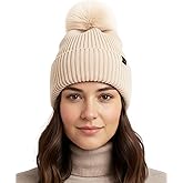 Funky Junque Basics Womens Pom Pom Beanie Winter Hats Cute Soft Warm Stocking Caps Ribbed Knit Cold Weather Toboggan Pompom