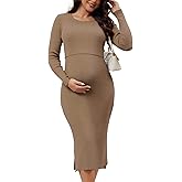 MARI GABRIEL Womens Maternity Sweater Formal Ribbed 2-Piece Sets Crop Tops with Tank Baby Shower Pregnancy Dress