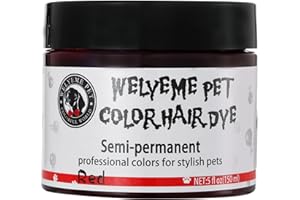 WELYEME Semi-Permanent Dog Hair Dye, Pet Hair Dye Safely Used by Grooming Salons, Safe for Bathing After Dyeing(Red)