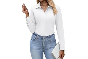 HOTOUCH Button Down Shirts for Women Long Sleeve Stretch Dress Shirts Wrinkle-Free Work Blouses Slim Fit Office Tops