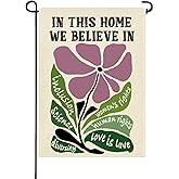 Artofy in This Home We Believe in Daisy Small Decorative Garden Flag, Women's Rights Human Rights Love is Love Yard Outside Decor, Peace Equality Diversity Outdoor Decoration Double Sided 12 x 18