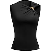 BTFBM Spring Tops for Women 2026 Asymmetrical Neck Sleeveless Going Out Summer Outfits Casual Ruched Y2k Tank Top Clothes