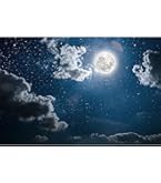CORFOTO Fabric 15x10ft Moon Backdrop Photography Blue Starry Sky Crescent Cumulus Picture For Newborn Baby Shower Birthday Party Kids Girl Art Portrait Photoshoot Background Bedroom Wall Decor Prop - View #7