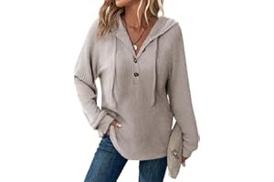 RIROW Womens Tops Long Sleeve Hoodies Fuzzy Striped Drawstring Hooded Shirts 2025 New S-3XL