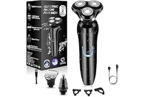 HANDSOMEFACE Electric Razor for Men, Men's Rotary Shavers, Waterproof, Wet and Dry Rechargeable Electric Shaver for Men's Faces with a Cordless and Floating Head,Portable Travel Razor,an Ideal Gift for Men