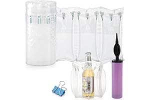 Tebery 400 Count Air Pillows for Shipping, Inflatable Air Cushion Bags Roll with Pump, Leak-Proof Bag Stuffing for Shape, Reusable Packaging Filler Supplies for Shipping Moving Box, 3.54'' x 7.87''