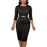 Business Casual Dress for Women Elegance Church Dresses Midi Bodycon Pencil Dress Office Modest Work Suiting Outfits