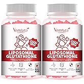Vemluta 2 Packs 2500MG Liposomal Glutathione Gummies, 2X Absorption Liposomal Glutathione for Women-Complex L-Cysteine, Antioxidant, Skin & Liver Support, Strawberry Flavor, 120 Count