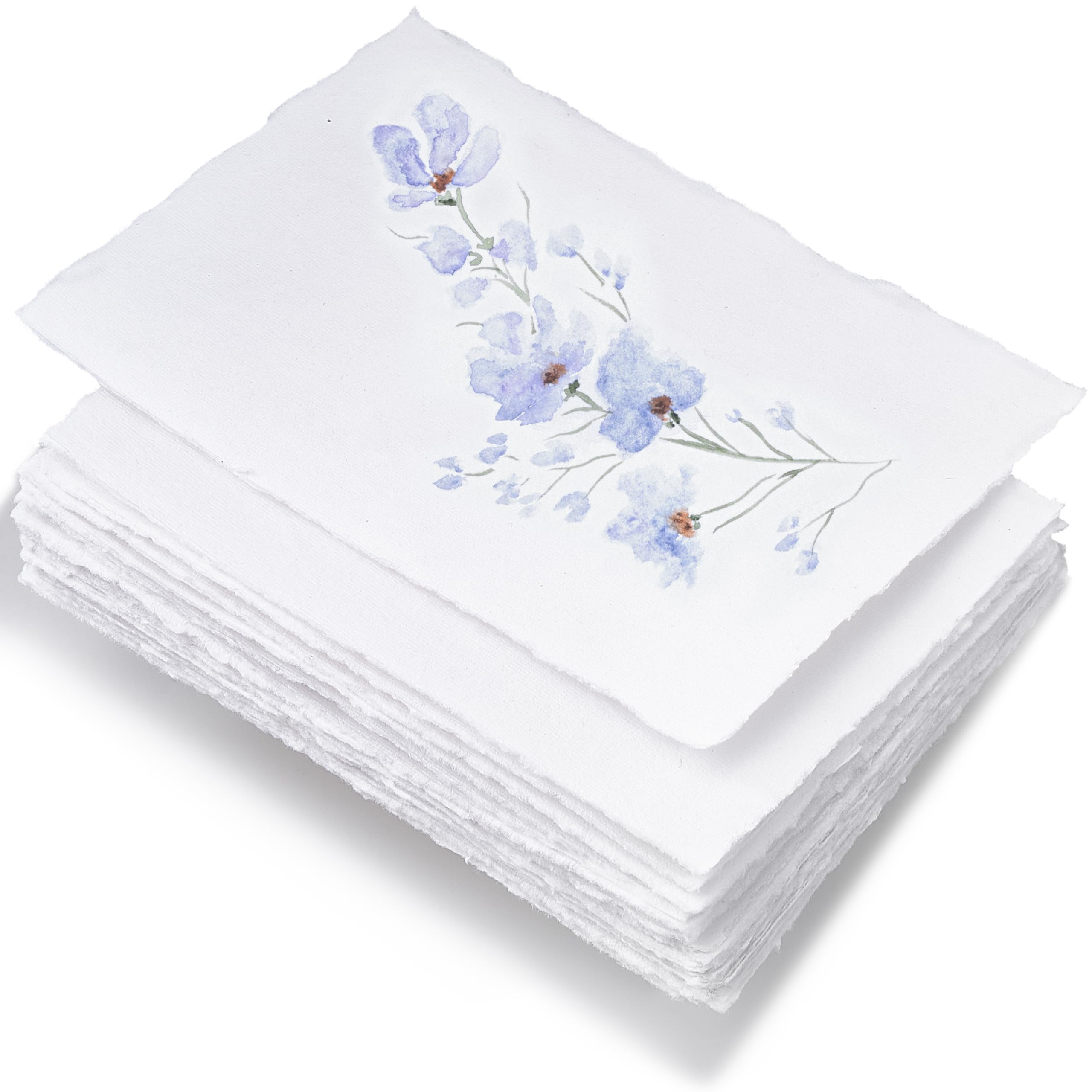 Wanderings A4 Handmade Paper with Deckled Edge - 21x30 cm, 150 GSM, 50 Sheets Textured Paper - Perfect for Light Watercolor, Drawing, Writing, Printing & Mixed Media