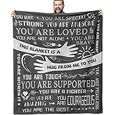ZORKET Healing Hug Blanket 60"x50", Inspirational Gifts for Men, Comfort Items Chemo Patients, After Surgery Recovery Gifts, Cancer Get Well Gifts for Men, Grey