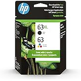 HP 63XL Black High Yield Original Cartridge & 63 Tri-Color Original Ink Cartridge, 2 Pack (L0R48AN)