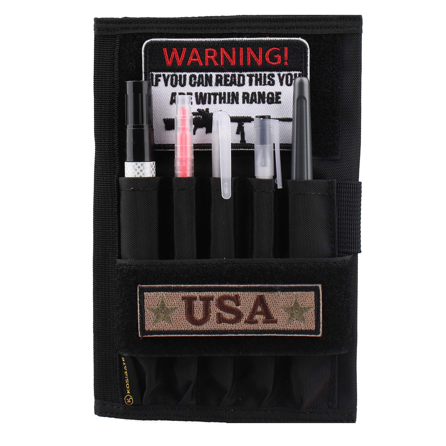 KOSIBATE Tactical Notebook Cover, Military Army Leader Book Cover, 8x5 Inch (Black)