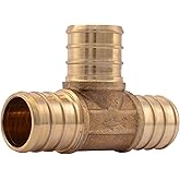 SharkBite 3/4 Inch Crimp Tee, Brass Plumbing Fitting, PEX Pipe, PE-RT, UC370LFA