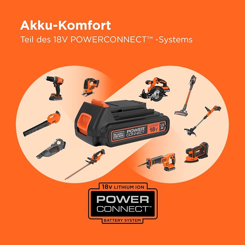18V Akku-SDS-Plus-Bohrhammer, 1.2J Schlagenergie, 3 Modi, Inklusive 6mm Beton-Bit und Kit-Box, BCD900B-XJ