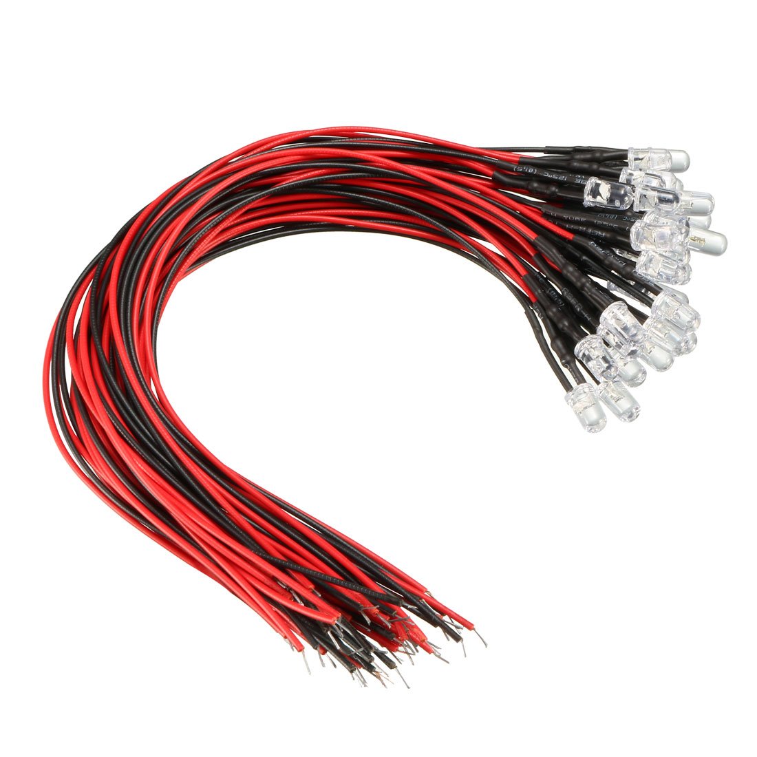 sourcingmap 30Pcs 5mm Pre Wired LED, Slow Flashing DC9-12V Clear Lens, Light Emitting Diodes