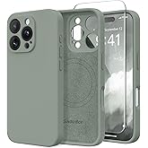SuydanBox Magnetic for iPhone 16 Pro Case, Compatible with MagSafe, [Full Camera Protection][Screen Protector] Silicone Shockproof Protective Phone Case for iPhone 16 Pro 6.3", Calke Green