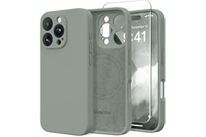 SuydanBox Magnetic for iPhone 16 Pro Case, Compatible with MagSafe, [Full Camera Protection][Screen Protector] Silicone Shockproof Protective Phone Case for iPhone 16 Pro 6.3", Calke Green