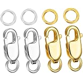 Kcctoo Silver Lobster Claw Clasp with Closed Jump Rings 14K Gold Necklace Clasps and Closures for Jewelry Making, Made in Italy 12mm(0.47inch) (4Pcs -Silver + Gold A)