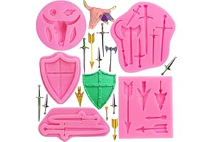 FMOACEN Bull Head Silicone Molds Vintage Sword Shield Battle Fondant Mold Arrow Chocolate Molds For Gummy Ice Cube Cookie Pastry Cupcake Mold for Clay Cupcake Topper Decorating Sugar Craft Candy Gum Paste