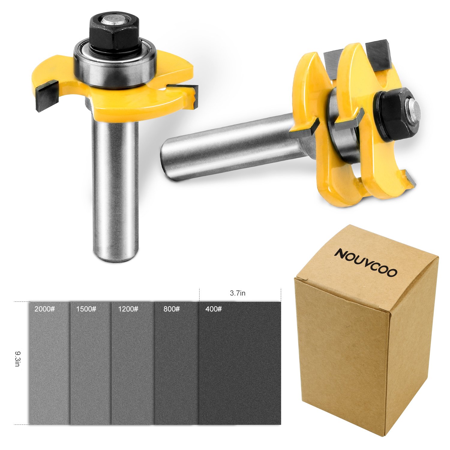 NOUVCOO 2Pcs Tongue and Groove Set,1/2 Inch Shank T Shape Wood Milling