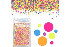 ELECTRIC BLISS BEAUTY Rainbow Circles Face & Body Glitter - Chunky Glitter - UV Avtivated - Uses Include: Festival Rave Makeup Face Body Nails Resin Arts & Crafts, Resin, Tumblers, Bath Bombs - Multi-Size Circle Shape