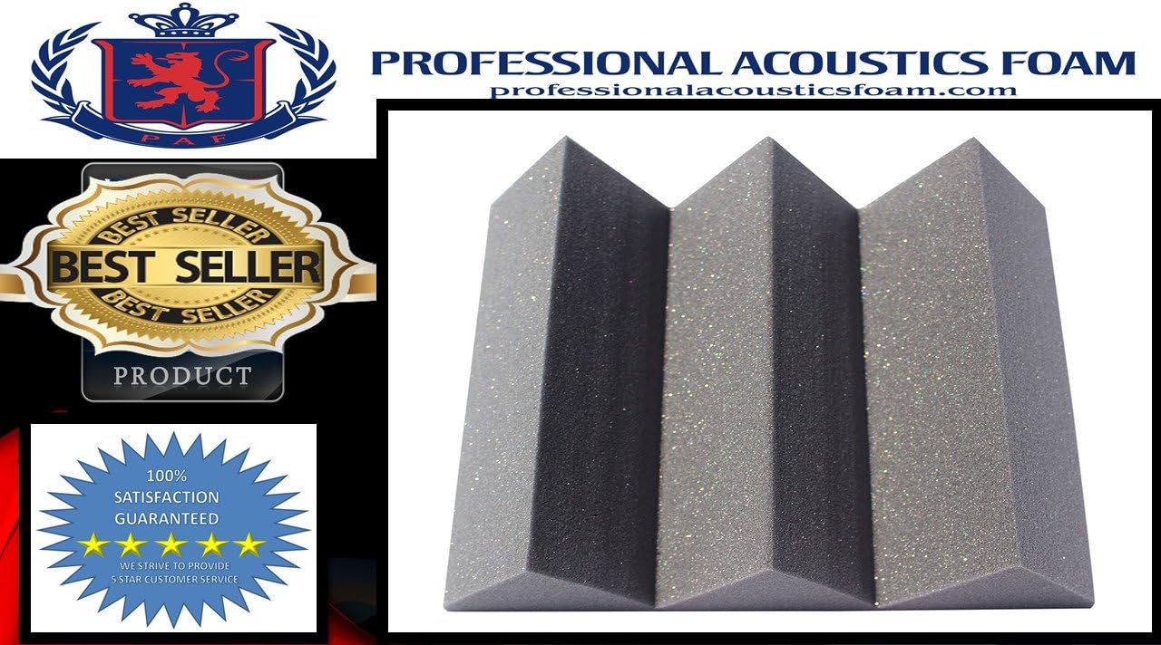 Acoustic Foam provides better soundproofing Prime Condition. use in recording studios, cProfessional Acoustics Foam Wedge Style Panels - Soundproofing Acoustic Studio Foam - 12"x12"x 4" Tiles - 2 Pack