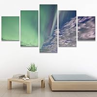 SIGNWIN 5 Panel Canvas Wall Art Astronomy & Space Contemporary Cosmic Dramatic Green Group Photography Realism Ultra for Home Decorations Ready to Hang - 60