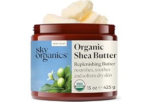 Sky Organics Shea Butter Organic Raw, Replenishing Butter for Body, Face & Lip, Soothes, Softens and Boosts Skin's Overall Mo