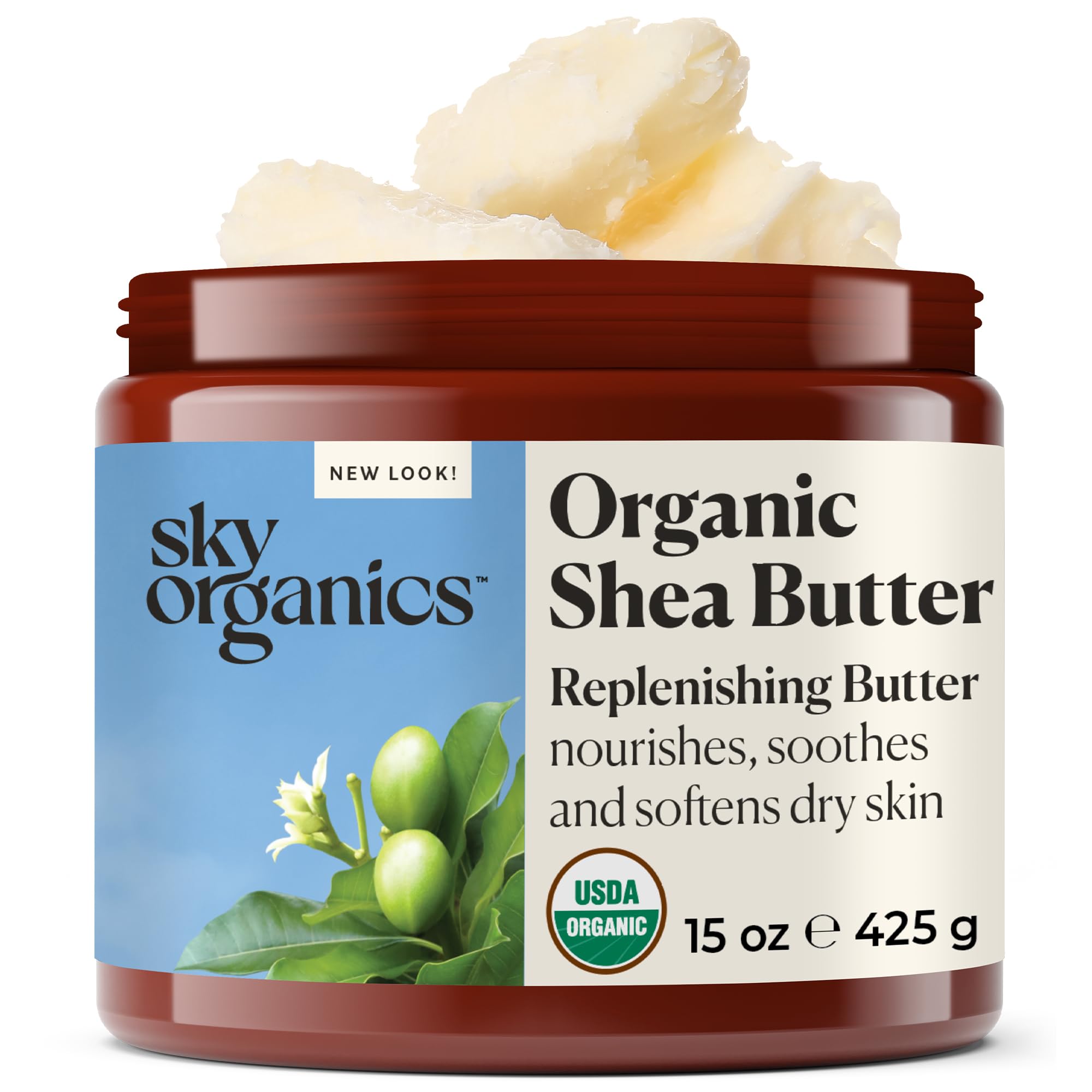 Sky Organics - Organic Shea Butter, 425g - Nourishes, Soothes, and Softens Dry Skin - Raw & Undefined - Essential Fatty Acids & Antioxidants - Natural, Vegan & Cruelty Free - Skin Care & Self Care