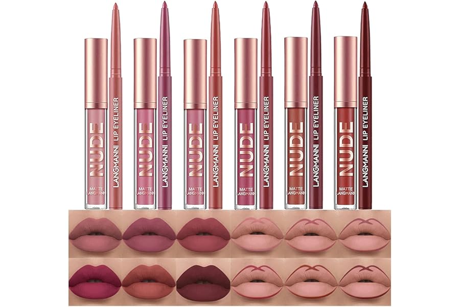 BestLand 12Pcs Matte Liquid Lipstick + Lip Liner Pens Set, Velvety Nude Lip Stain Waterproof Long Wear Makeup Gift Set