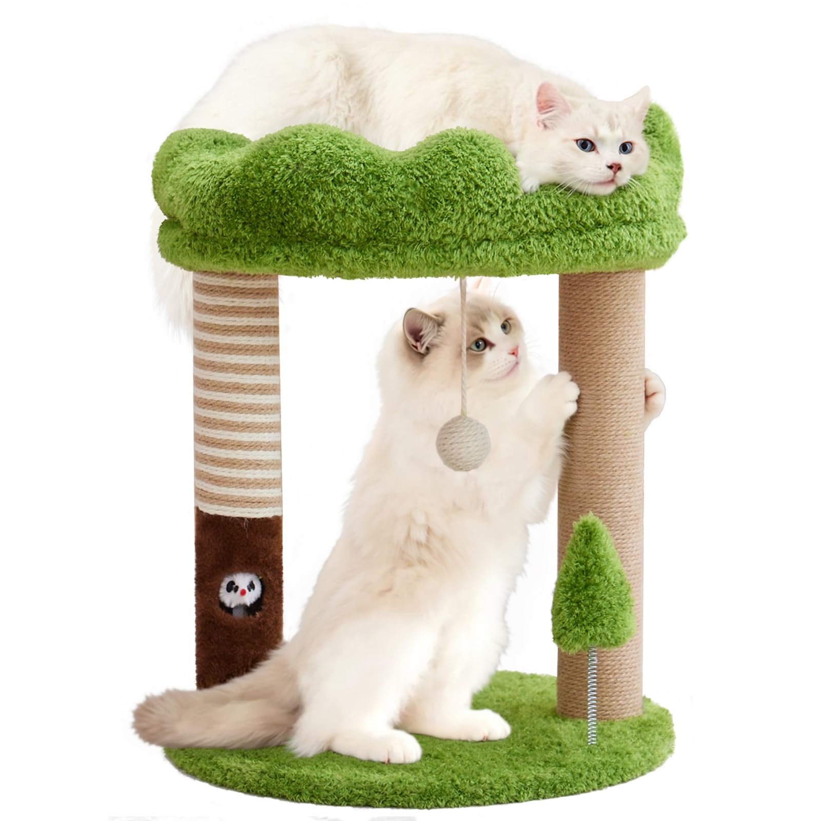 Photo 1 of WOOCHPET Small Cat Tree with Perch Cat Bed and Removable Cover 23 inch Tall Cat Tower with 2 Scratching Sisal Scratching Posts and Cat Toys for Kittens and Adult Cats?Green?