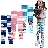 EmaoFun Girls and Toddlers' Cotton Stretch Leggings,3T-7T, Pack of 3