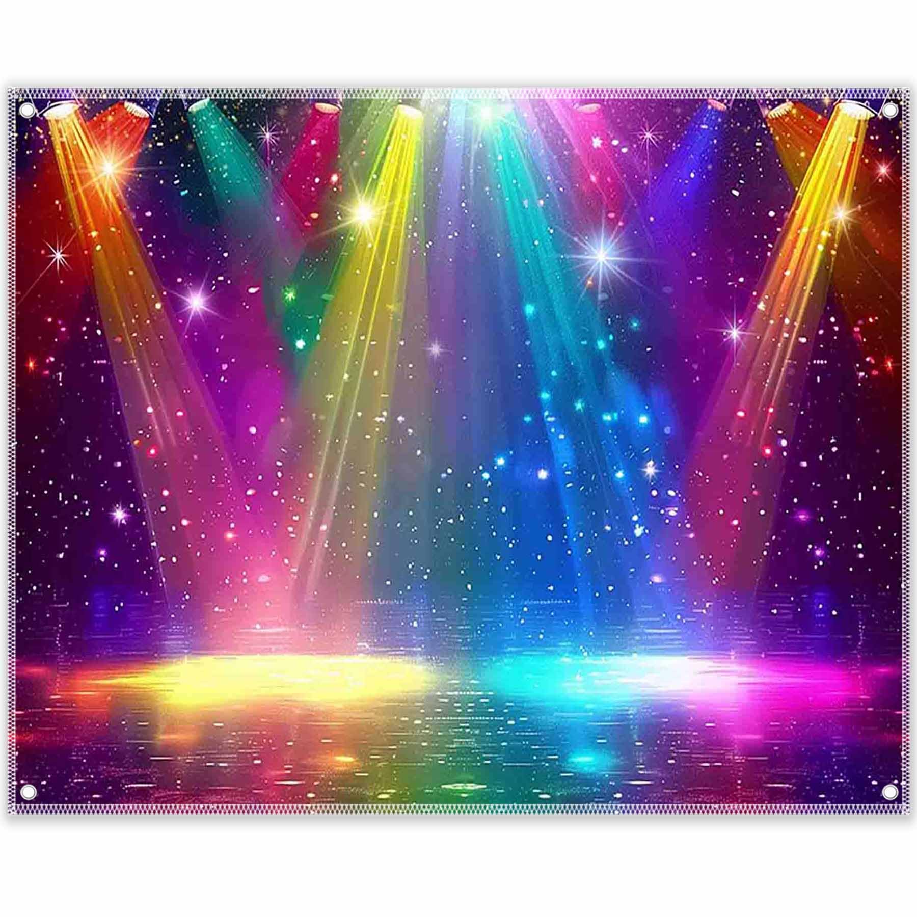 YCUCUEI Fabric 10x8ft Disco Rainbow Stage 70s 80s 90s Backdrop Vintage ...
