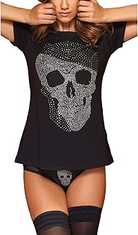 t-shirt tête de mort strass 1