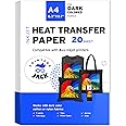 Printers Jack Iron-On Heat Transfer Paper for Dark Fabric 20 Sheet 8.3x11.7" T-Shirt Transfer Paper for Inkjet Printer Wash Durable, Long Lasting Transfer, No Cracking