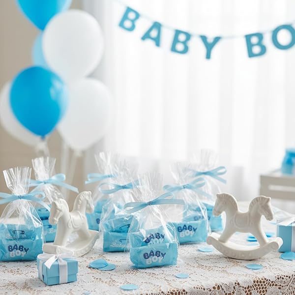216CT BUTTER MINTS GENDER REVEAL – FOR BABY SHOWER FAVORS, BLUE BUTTERMINTS INDIVIDUALLY WRAPPED IN BULK, BABY SHOWER GAMES & GENDER REVEAL PRIZES, BABY BOY CANDY TREATS