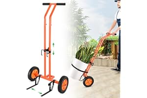 AUGFIR Plant Caddy with Wheels, Heavy Duty Plant Dolly Cart with Adjustable Grabbing Arm and Suction Cups for Plant Pots, Garden Pot Mover Trolley Cart with Strap, Ideal for Indoor and Outdoor Use, Orange