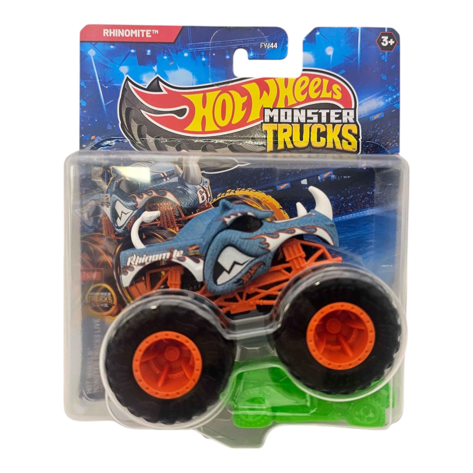 Hot Wheels Monster Trucks Rhinomite, Blue and Orange Die-Cast Vehicle, Ages 3+