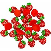 LOPURO Strawberry Resin Flatback Beads Charms, 50Pcs Resin Fruit Strawberry Flatback Charms for DIY Phone Case Scrapbooking Embellishment Crafts Making Hair Clip Headband Jewelry Decor