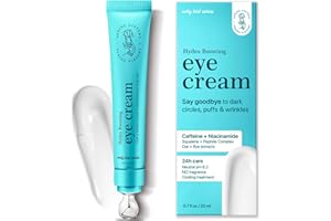 SPRING SISTERS Under Eye Cream for Dark Circles and Puffiness - Caffeine Eye Cream Anti Aging Brightener With Niacinamide, Squalane, Peptide Complex, Korean Skin Care Formula - Massage Zinc Roller - Puffy Eyes