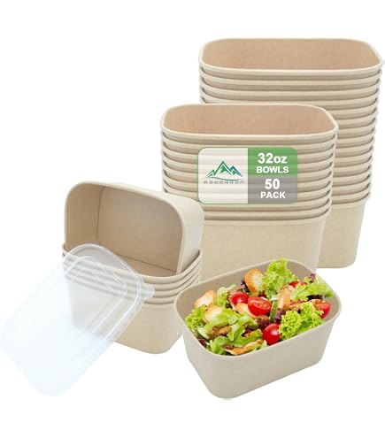 25 Cuencos De Papel Kraft Desechables De 500 Ml - Resistente A La Grasa, Aptos Para Microondas