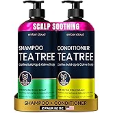 Tea Tree Rosemary Shampoo and Conditioner Set with Castor Oil for All Hair Types - Effective Cleanse and Supports Scalp Health for Women & Men Paraben & Sulfate Free (16 Oz Each)